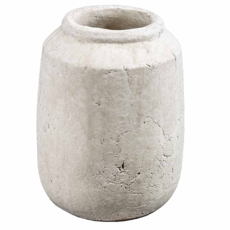 Aardewerk vaas wit 15,5×15,5x20cm