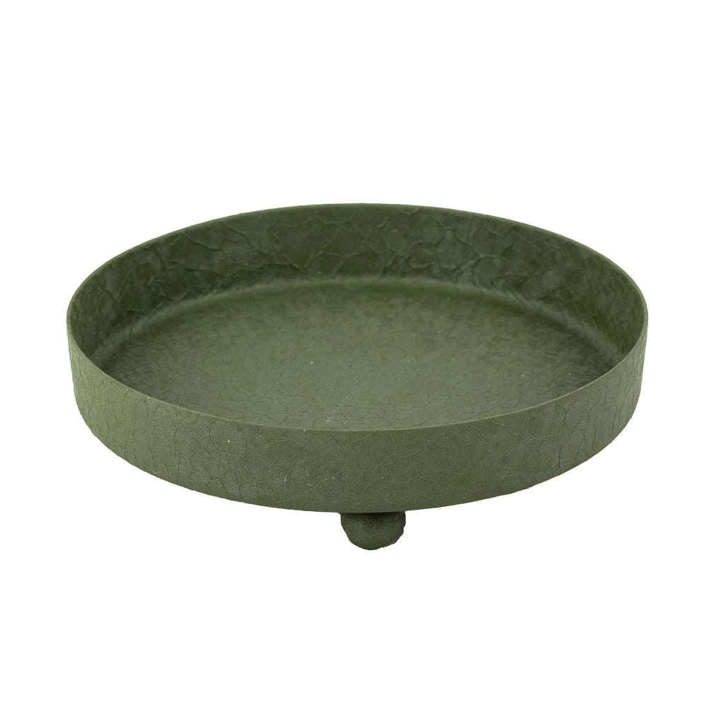 Metalen plateau groen met structuur 15,5 × 15,5 cm – decoratieve schaal