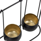 Rek met 2 houders - voor kaarsjes - zwart / goud
