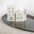 Huisje keramiek met LED 6,9x6x14cm