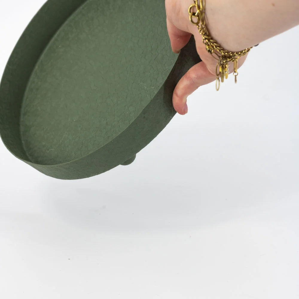 Metalen plateau groen met structuur 21 × 21 cm – decoratieve schaal