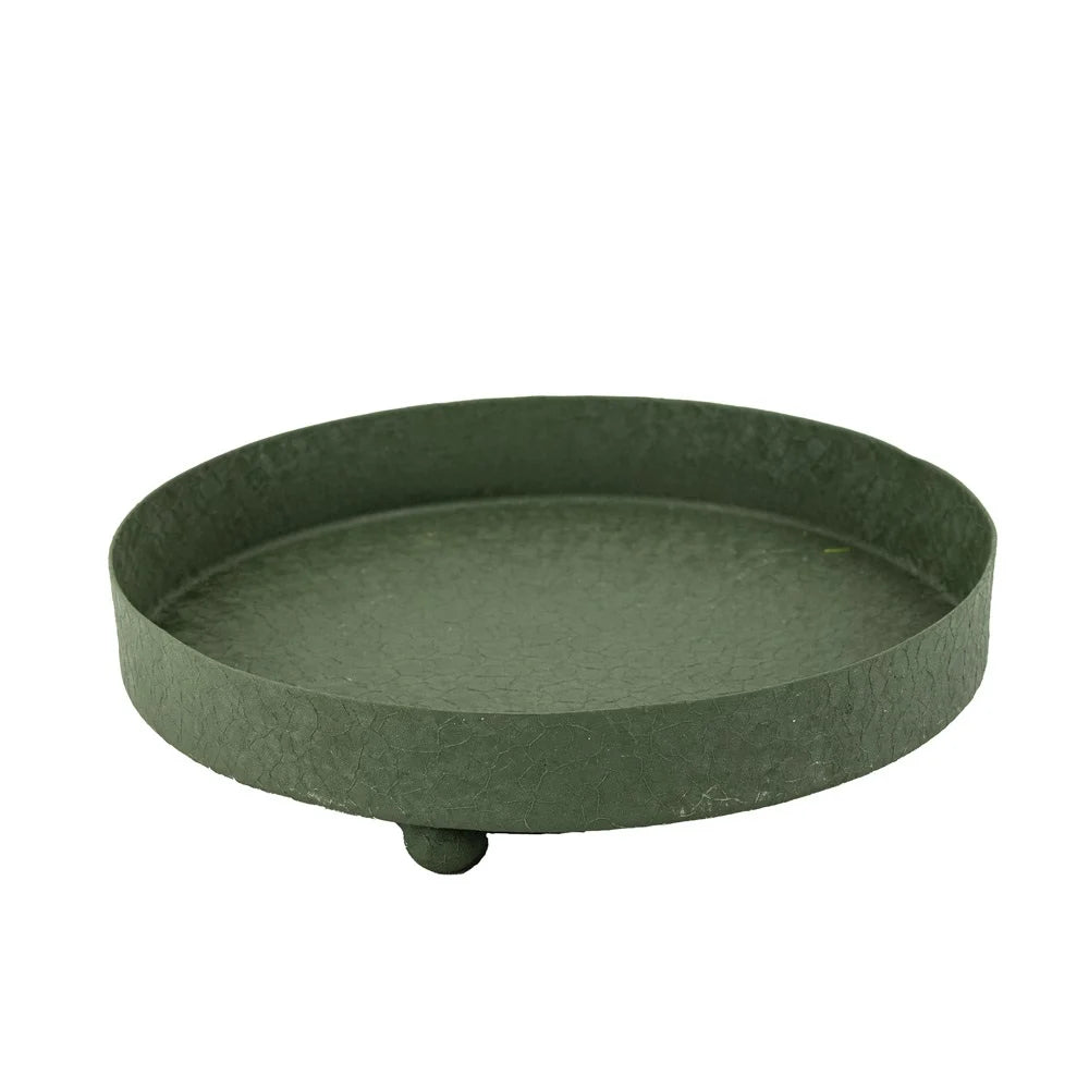 Metalen plateau groen met structuur 21 × 21 cm – decoratieve schaal