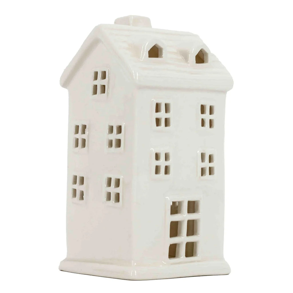 Huisje keramiek met LED 6,9x6x14cm