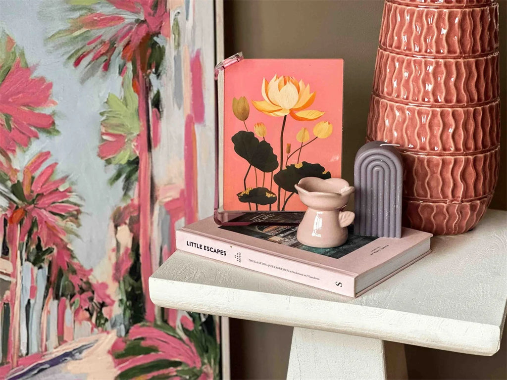 Keramische mini geurbrander Flower roze – decoratief & compact