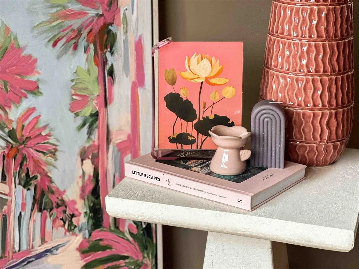 Keramische mini geurbrander Flower roze – decoratief & compact