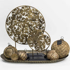 Ornament bladeren goud / zwart 37.5x28x9.7cm