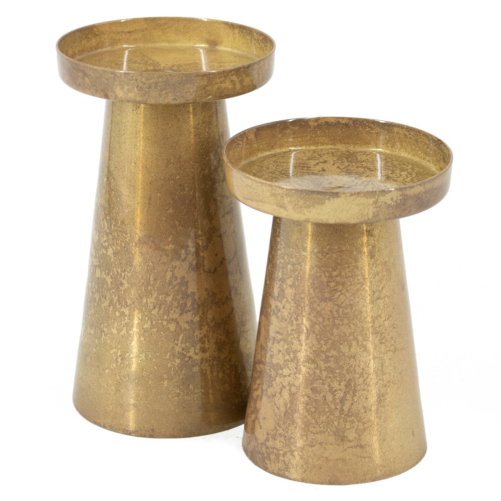 Metalen kaarsenstandaard peach goud - groot