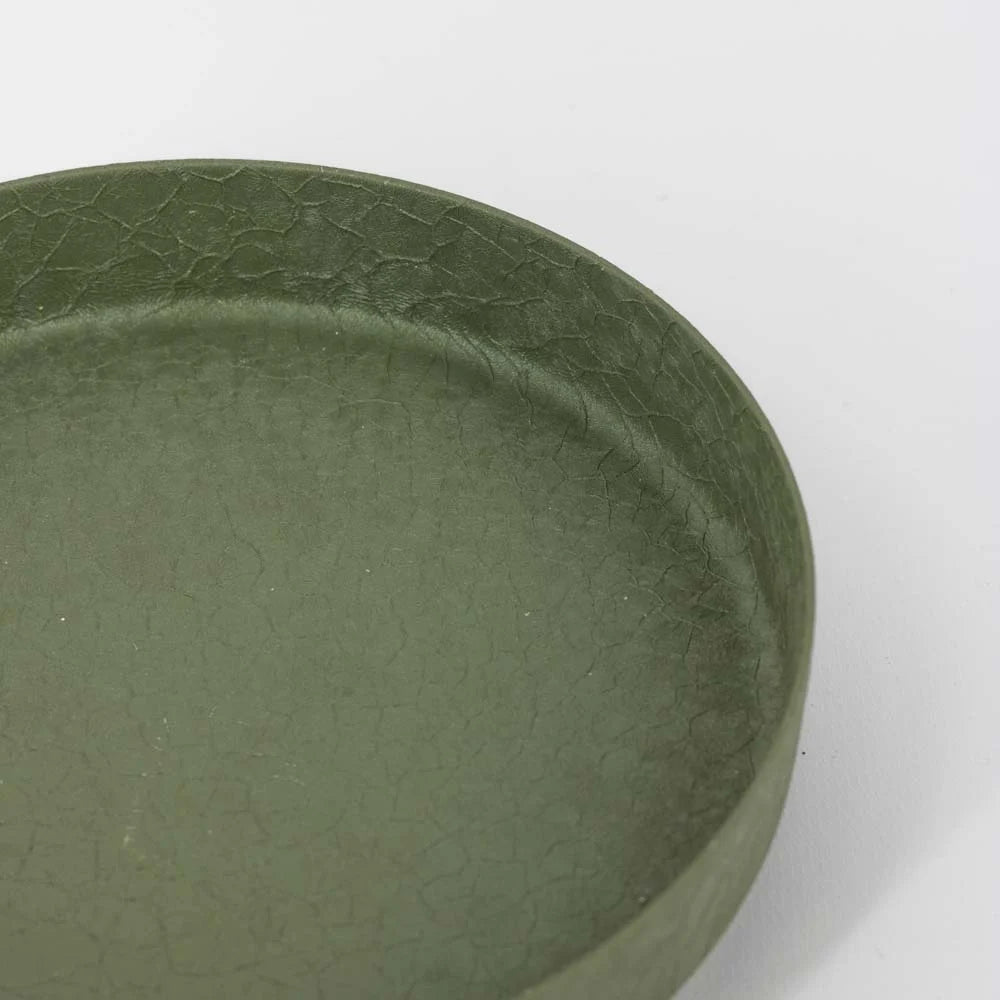 Metalen plateau groen met structuur 15,5 × 15,5 cm – decoratieve schaal