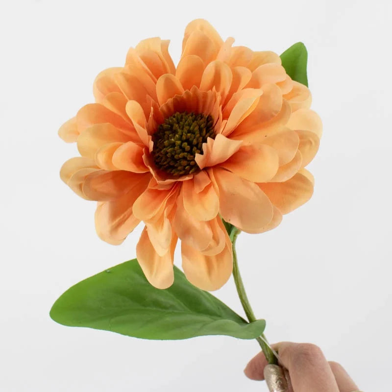 Kunstbloem Zinnia 45cm perzik