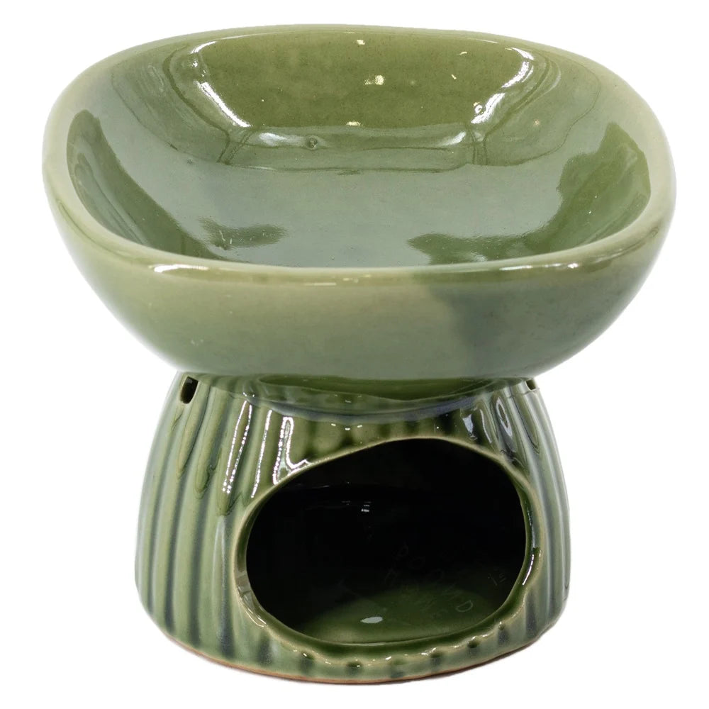 Aardewerk geurbrander Stripe – groen – decoratief woonaccessoire
