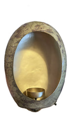 Standing egg windlicht goud / brons