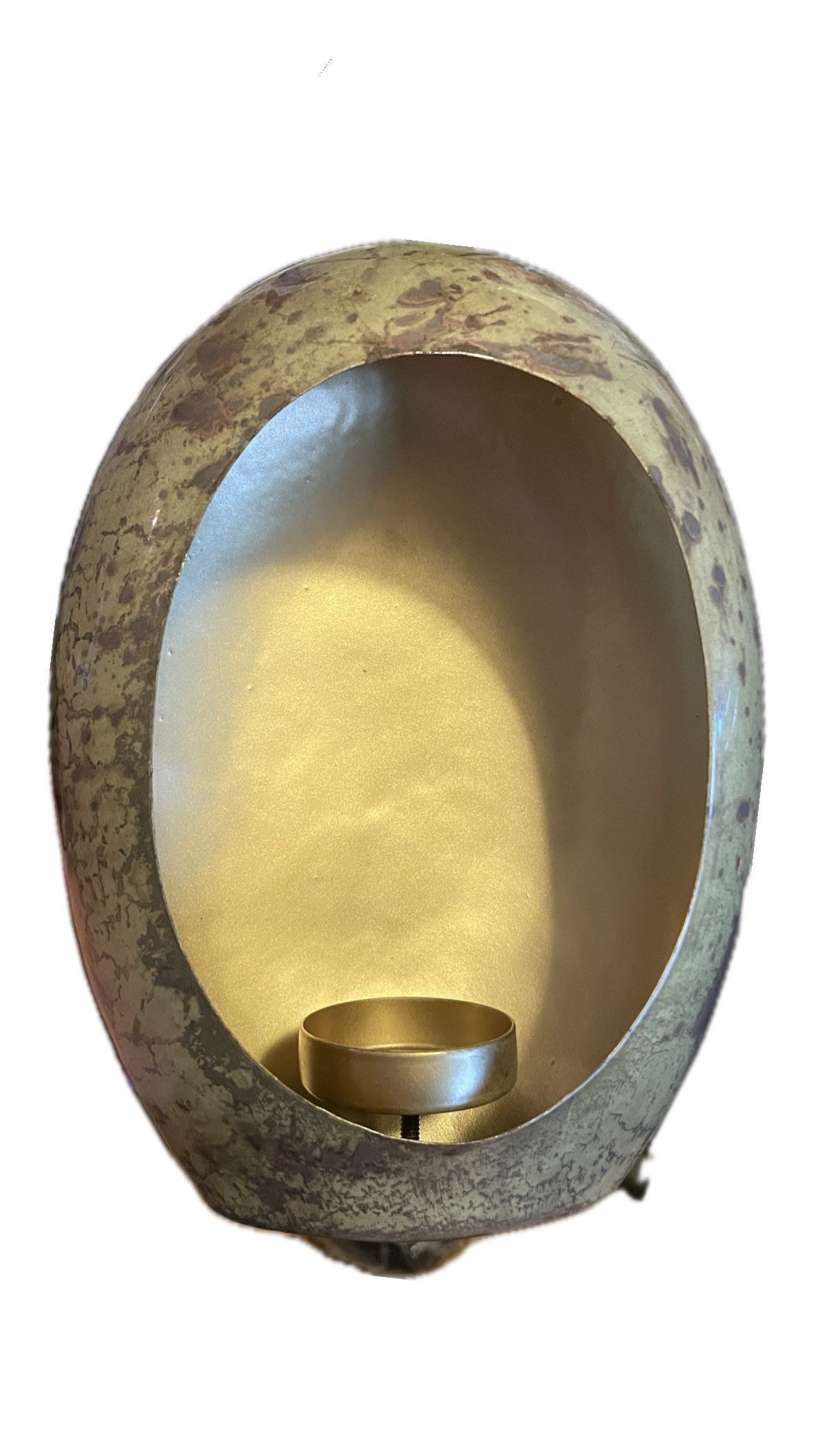 Standing egg windlicht goud / brons